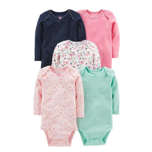 Simple Joys by Carter's Girls' 4-Pack Long-Sleeve Bodysuits - 3-6 Months - Picture 1 of 3